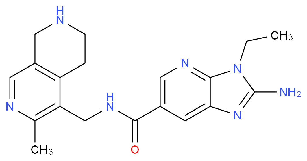 2-amino-3-ethyl-N-[(3-methyl-5,6,7,8-tetrahydro-2,7-naphthyridin-4-yl)methyl]-3H-imidazo[4,5-b]pyridine-6-carboxamide_分子结构_CAS_)