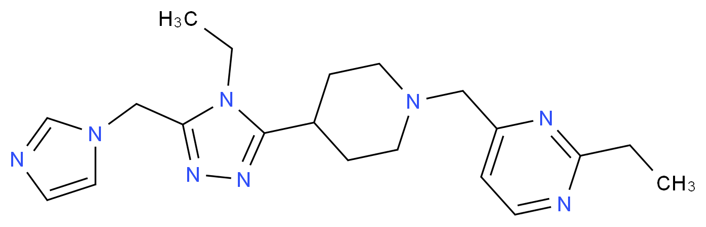 2-ethyl-4-({4-[4-ethyl-5-(1H-imidazol-1-ylmethyl)-4H-1,2,4-triazol-3-yl]piperidin-1-yl}methyl)pyrimidine_分子结构_CAS_)
