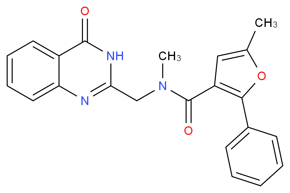 N,5-dimethyl-N-[(4-oxo-3,4-dihydro-2-quinazolinyl)methyl]-2-phenyl-3-furamide_分子结构_CAS_)