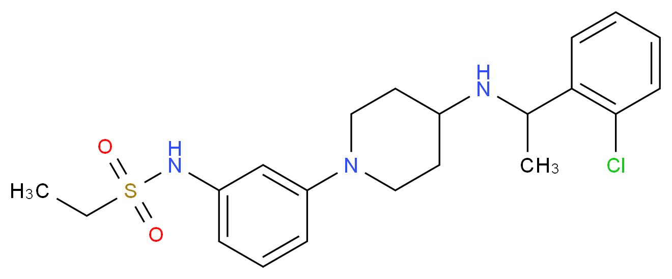 N-[3-(4-{[1-(2-chlorophenyl)ethyl]amino}-1-piperidinyl)phenyl]ethanesulfonamide_分子结构_CAS_)