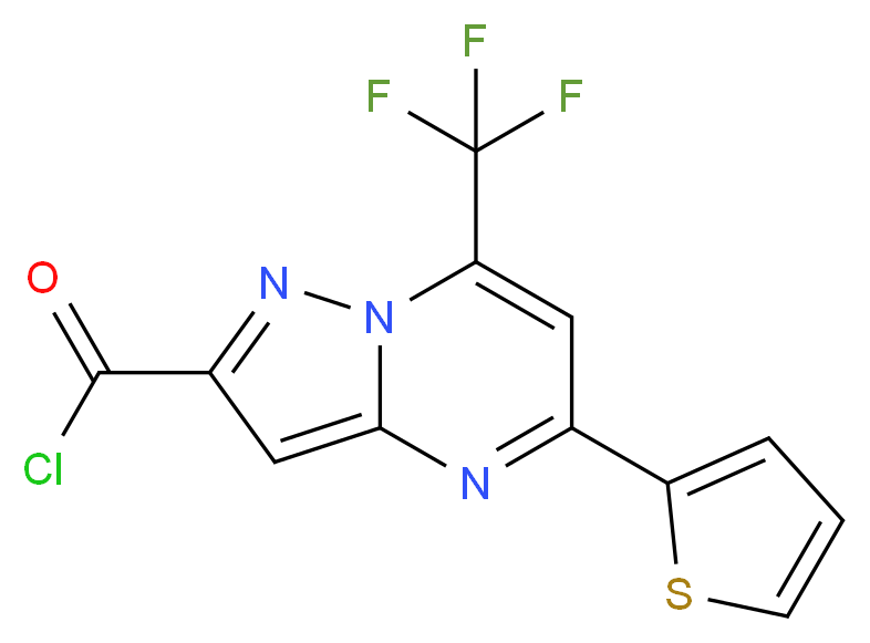 5-(Thien-2-yl)-7-(trifluoromethyl)pyrazolo[1,5-a]pyrimidine-2-carbonyl chloride_分子结构_CAS_)