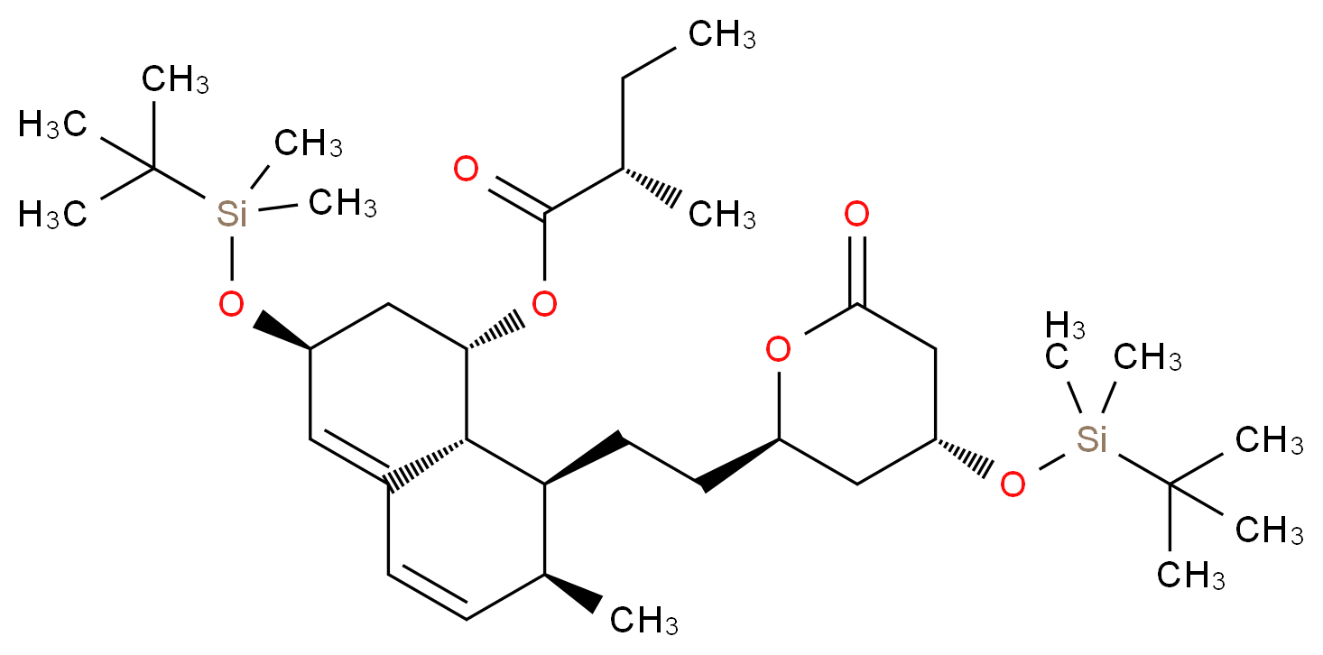 (1S,3S,7S,8S,8aR)-3-[(tert-butyldimethylsilyl)oxy]-8-{2-[(2R,4R)-4-[(tert-butyldimethylsilyl)oxy]-6-oxooxan-2-yl]ethyl}-7-methyl-1,2,3,7,8,8a-hexahydronaphthalen-1-yl (2S)-2-methylbutanoate_分子结构_CAS_136980-32-0