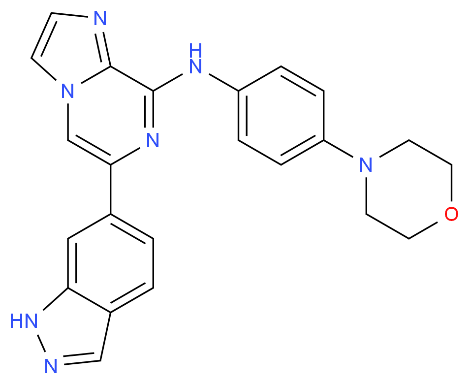 6-(1H-indazol-6-yl)-N-[4-(morpholin-4-yl)phenyl]imidazo[1,2-a]pyrazin-8-amine_分子结构_CAS_1229208-44-9