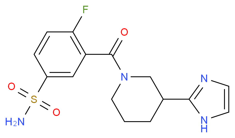 4-fluoro-3-{[3-(1H-imidazol-2-yl)-1-piperidinyl]carbonyl}benzenesulfonamide_分子结构_CAS_)