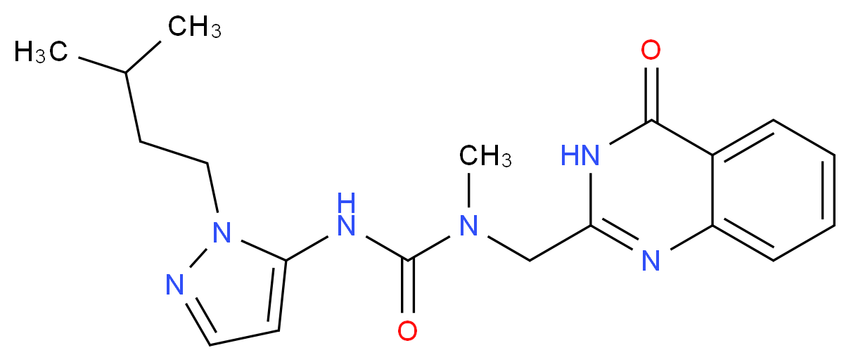 N-methyl-N'-[1-(3-methylbutyl)-1H-pyrazol-5-yl]-N-[(4-oxo-3,4-dihydroquinazolin-2-yl)methyl]urea_分子结构_CAS_)