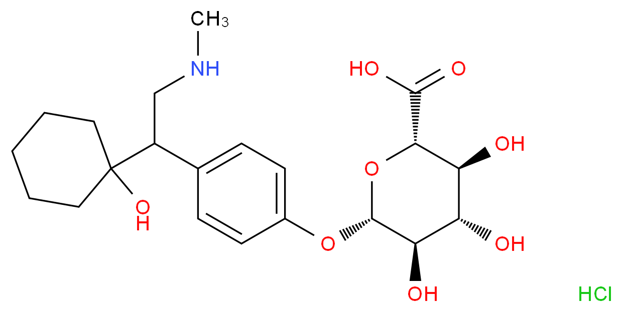 (2S,3S,4S,5R,6S)-3,4,5-trihydroxy-6-{4-[1-(1-hydroxycyclohexyl)-2-(methylamino)ethyl]phenoxy}oxane-2-carboxylic acid hydrochloride_分子结构_CAS_1021933-99-2