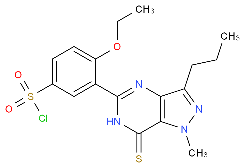 3-(6,7-Dihydro-1-methyl-3-propyl-7-thioxo-1H-pyrazolo[4,3-d]pyrimidin-5-yl)-4-ethoxy-benzenesulfonyl Chloride_分子结构_CAS_479074-07-2)