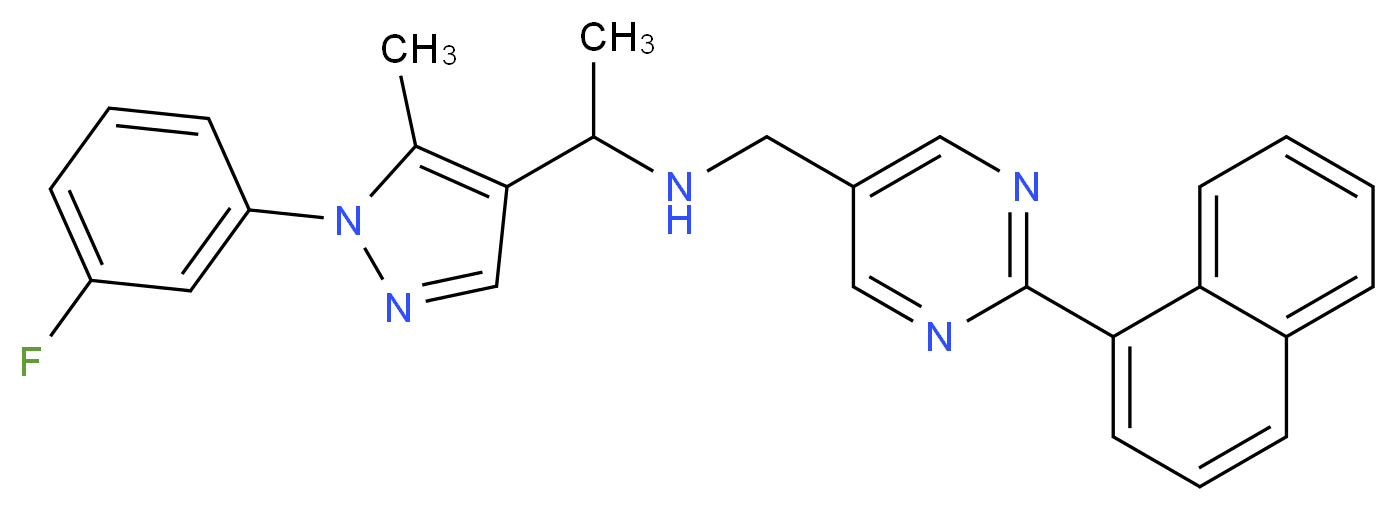 1-[1-(3-fluorophenyl)-5-methyl-1H-pyrazol-4-yl]-N-{[2-(1-naphthyl)-5-pyrimidinyl]methyl}ethanamine_分子结构_CAS_)