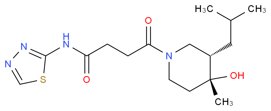 4-[(3S*,4R*)-4-hydroxy-3-isobutyl-4-methylpiperidin-1-yl]-4-oxo-N-1,3,4-thiadiazol-2-ylbutanamide_分子结构_CAS_)