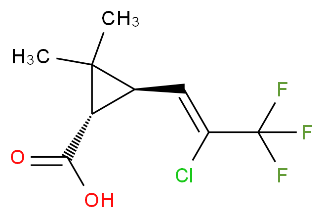 (1S,3R)-3-[(1Z)-2-chloro-3,3,3-trifluoroprop-1-en-1-yl]-2,2-dimethylcyclopropane-1-carboxylic acid_分子结构_CAS_72748-35-7
