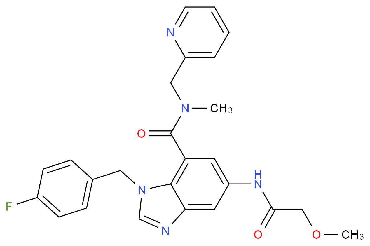 1-(4-fluorobenzyl)-5-[(methoxyacetyl)amino]-N-methyl-N-(2-pyridinylmethyl)-1H-benzimidazole-7-carboxamide_分子结构_CAS_)