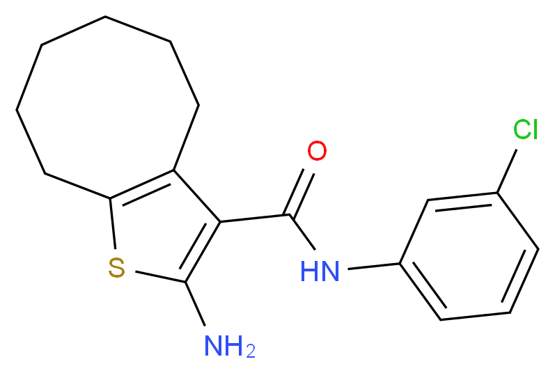 2-Amino-N-(3-chlorophenyl)-4,5,6,7,8,9-hexahydrocycloocta[b]thiophene-3-carboxamide_分子结构_CAS_)