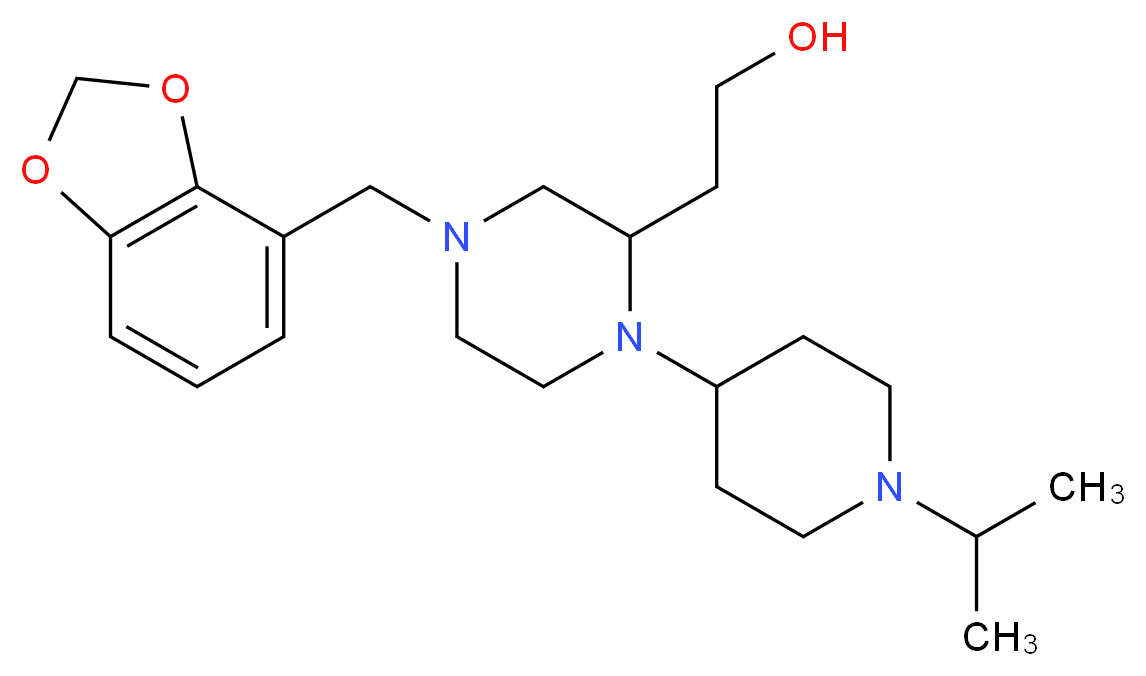 2-[4-(1,3-benzodioxol-4-ylmethyl)-1-(1-isopropyl-4-piperidinyl)-2-piperazinyl]ethanol_分子结构_CAS_)