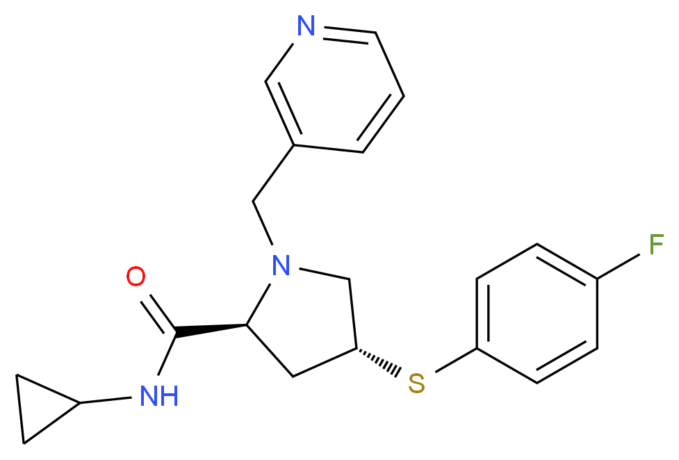 (4R)-N-cyclopropyl-4-[(4-fluorophenyl)thio]-1-(3-pyridinylmethyl)-L-prolinamide_分子结构_CAS_)
