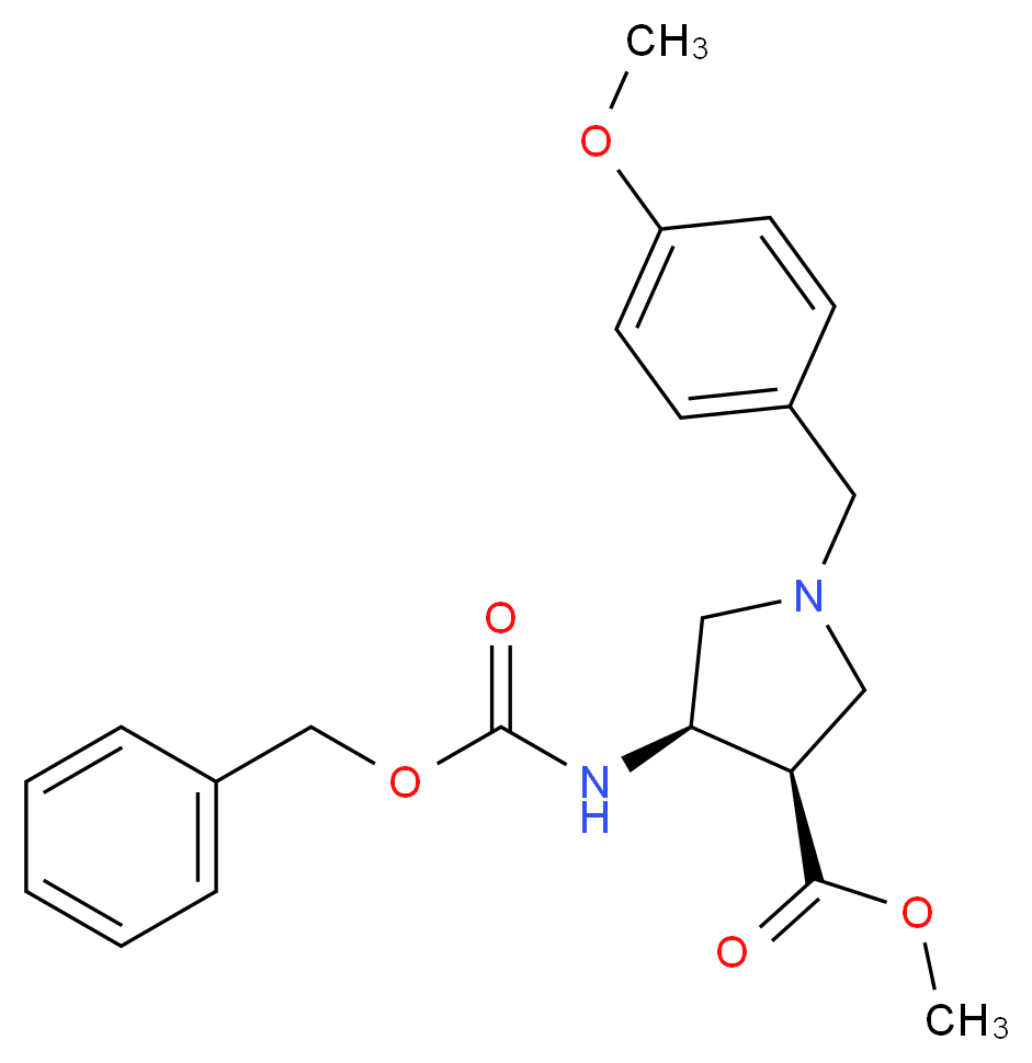 (3R,4R)-Methyl 4-(((benzyloxy)carbonyl)aMino)-1-(4-Methoxybenzyl)pyrrolidine-3-carboxylate_分子结构_CAS_1245648-14-9)