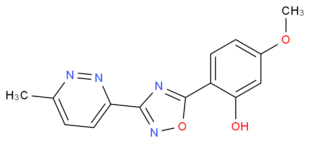 5-methoxy-2-[3-(6-methyl-3-pyridazinyl)-1,2,4-oxadiazol-5-yl]phenol_分子结构_CAS_)