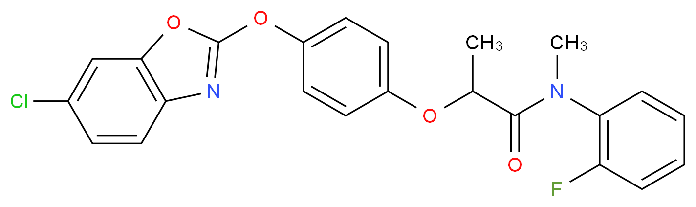 2-{4-[(6-chloro-1,3-benzoxazol-2-yl)oxy]phenoxy}-N-(2-fluorophenyl)-N-methylpropanamide_分子结构_CAS_256412-89-2