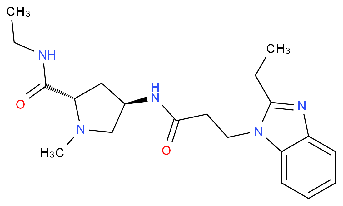 (4R)-N-ethyl-4-{[3-(2-ethyl-1H-benzimidazol-1-yl)propanoyl]amino}-1-methyl-L-prolinamide_分子结构_CAS_)