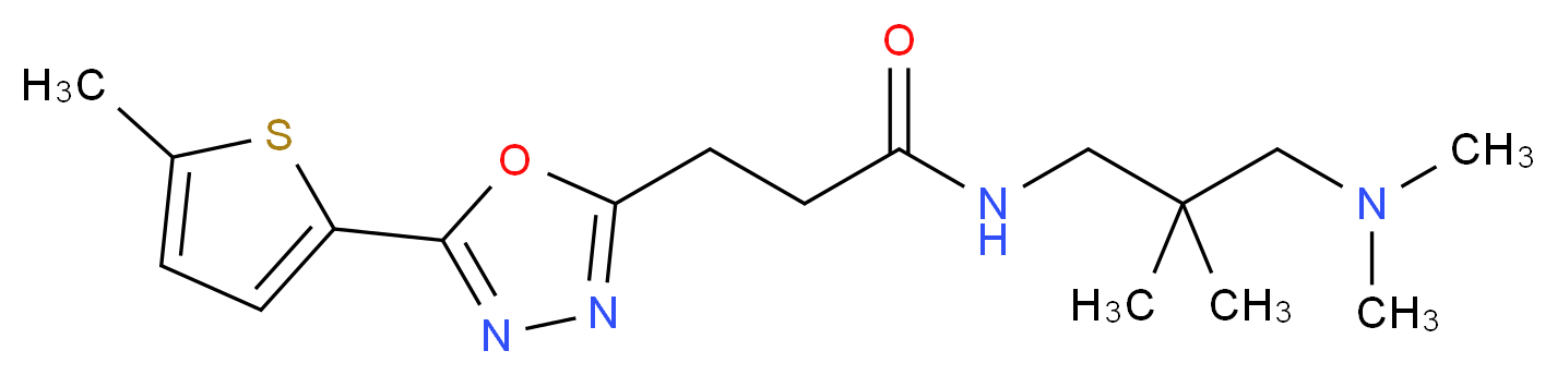 N-[3-(dimethylamino)-2,2-dimethylpropyl]-3-[5-(5-methyl-2-thienyl)-1,3,4-oxadiazol-2-yl]propanamide_分子结构_CAS_)