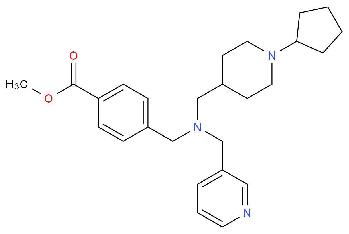 methyl 4-{[[(1-cyclopentyl-4-piperidinyl)methyl](3-pyridinylmethyl)amino]methyl}benzoate_分子结构_CAS_)