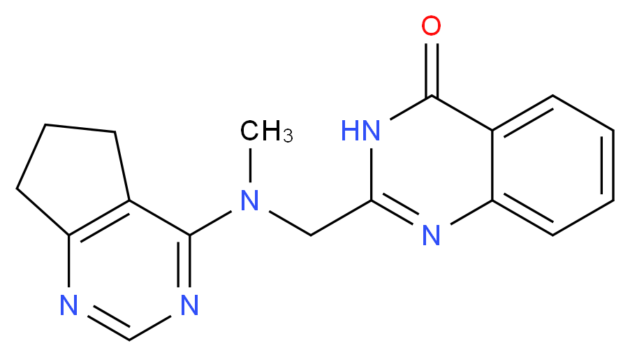 2-{[6,7-dihydro-5H-cyclopenta[d]pyrimidin-4-yl(methyl)amino]methyl}-4(3H)-quinazolinone_分子结构_CAS_)