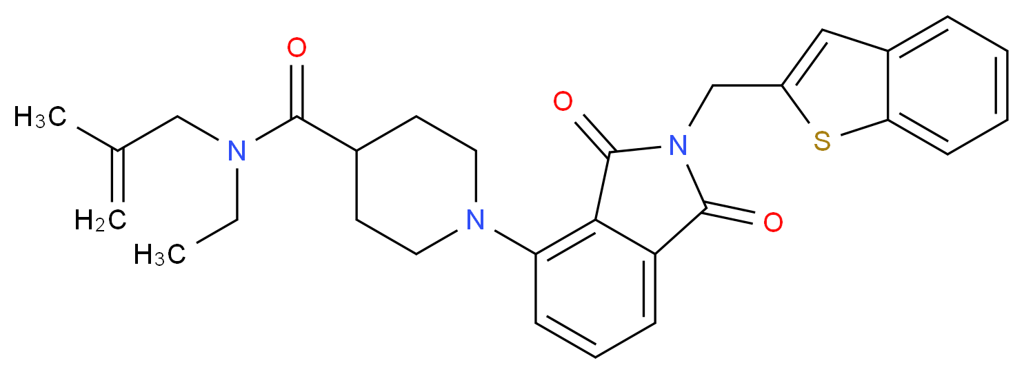 1-[2-(1-benzothien-2-ylmethyl)-1,3-dioxo-2,3-dihydro-1H-isoindol-4-yl]-N-ethyl-N-(2-methyl-2-propen-1-yl)-4-piperidinecarboxamide_分子结构_CAS_)