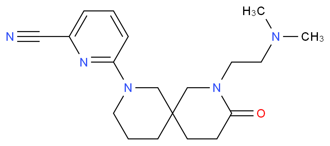 6-{8-[2-(dimethylamino)ethyl]-9-oxo-2,8-diazaspiro[5.5]undec-2-yl}-2-pyridinecarbonitrile_分子结构_CAS_)