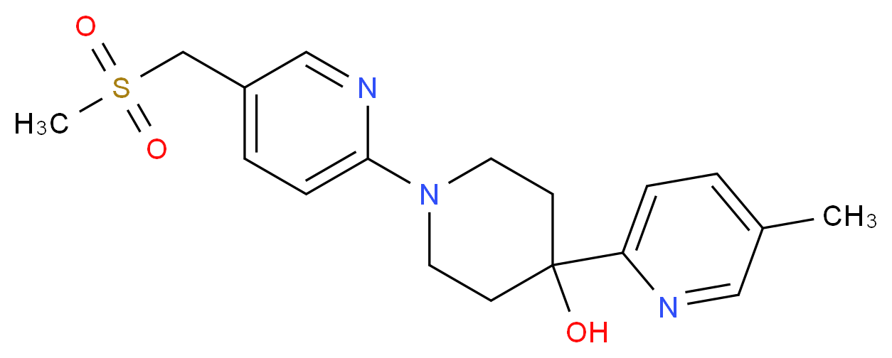 4-(5-methylpyridin-2-yl)-1-{5-[(methylsulfonyl)methyl]pyridin-2-yl}piperidin-4-ol_分子结构_CAS_)