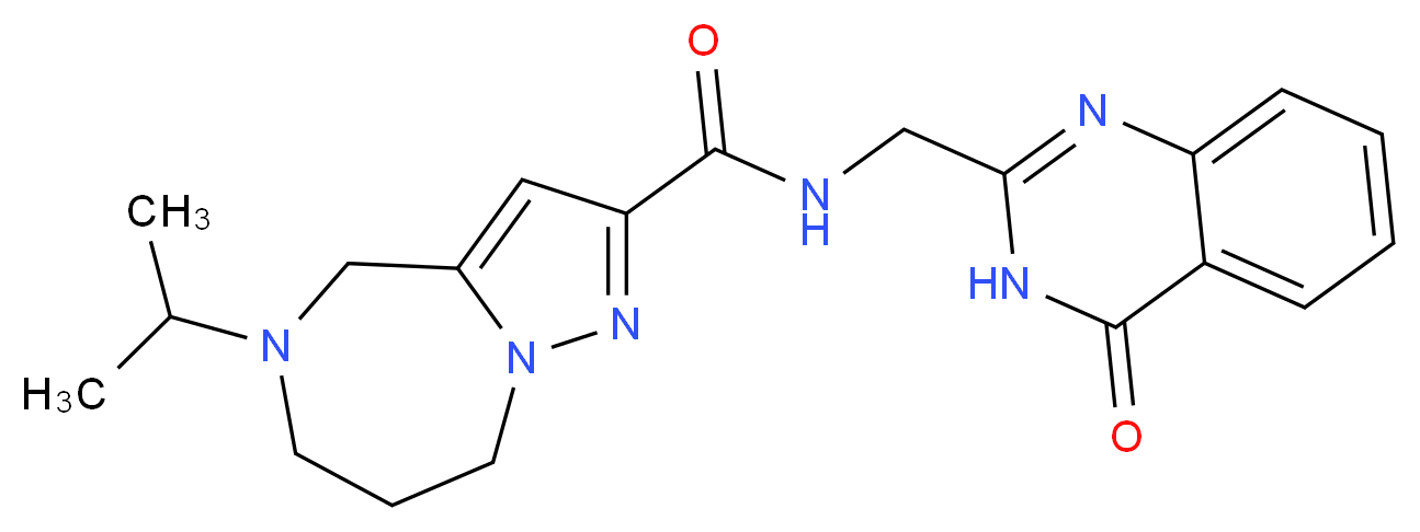 5-isopropyl-N-[(4-oxo-3,4-dihydroquinazolin-2-yl)methyl]-5,6,7,8-tetrahydro-4H-pyrazolo[1,5-a][1,4]diazepine-2-carboxamide_分子结构_CAS_)