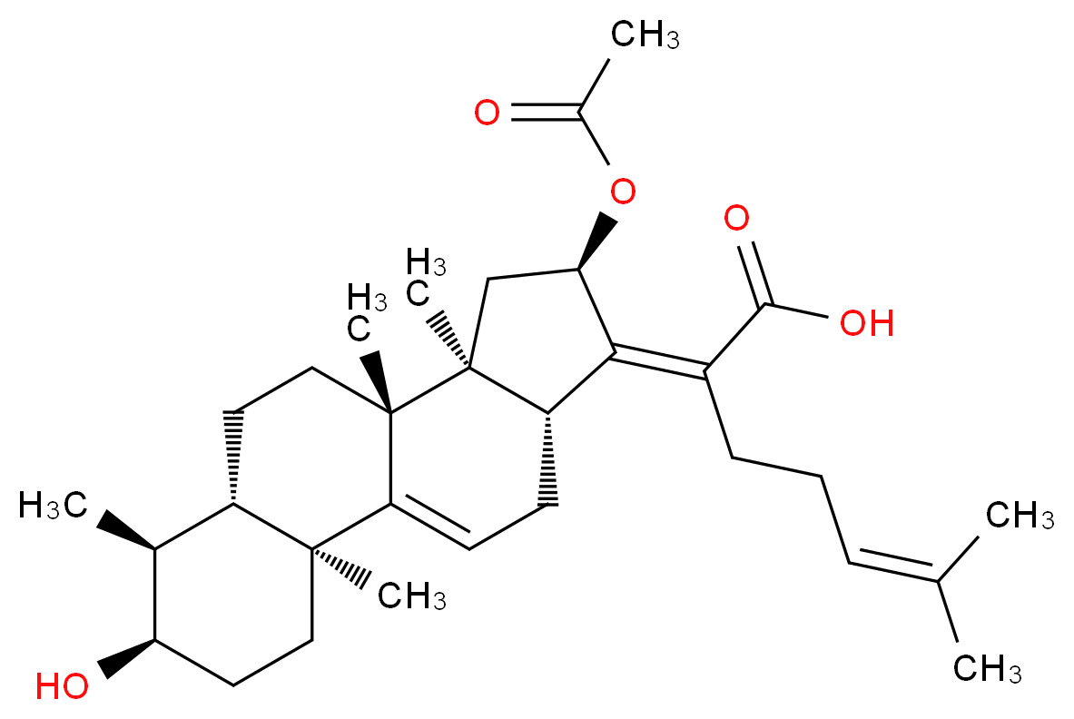 2-[(2S,5R,6S,7S,10R,11S,13R,14Z,15R)-13-(acetyloxy)-5-hydroxy-2,6,10,11-tetramethyltetracyclo[8.7.0.0<sup>2</sup>,<sup>7</sup>.0<sup>1</sup><sup>1</sup>,<sup>1</sup><sup>5</sup>]heptadec-1(17)-en-14-ylidene]-6-methylhept-5-enoic acid_分子结构_CAS_74048-41-2