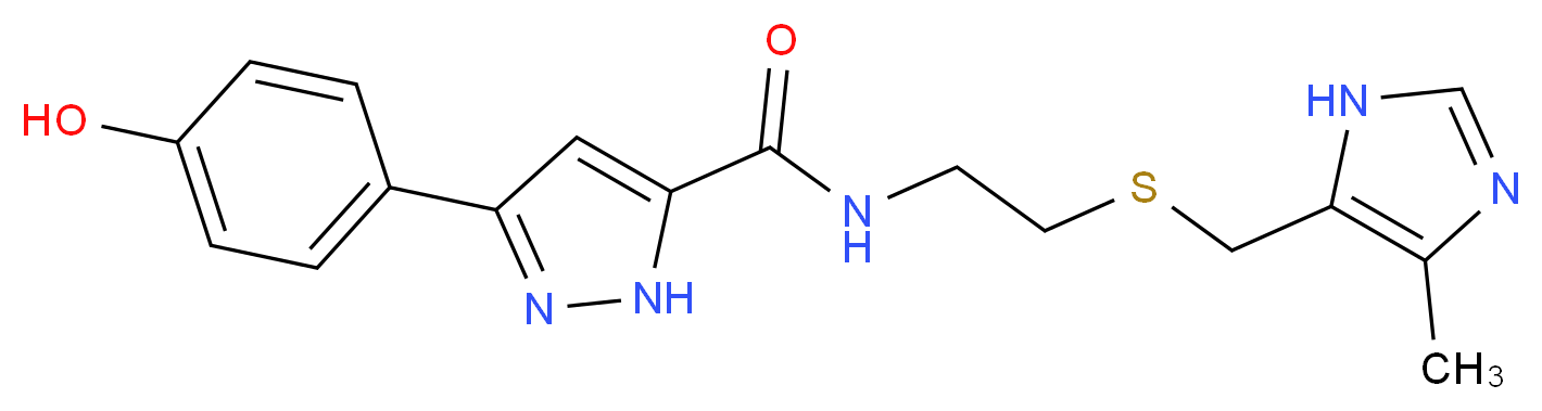 3-(4-hydroxyphenyl)-N-(2-{[(4-methyl-1H-imidazol-5-yl)methyl]thio}ethyl)-1H-pyrazole-5-carboxamide_分子结构_CAS_)