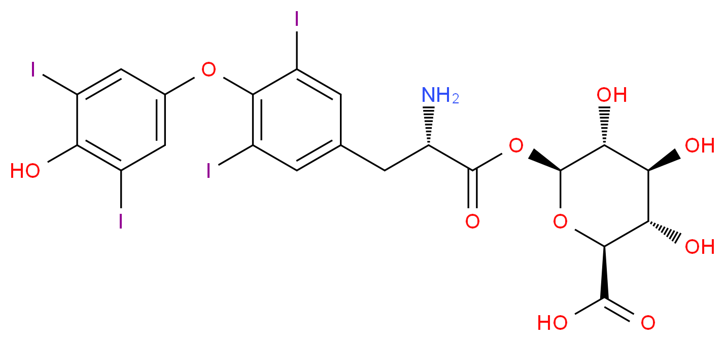 (2S,3S,4S,5R,6S)-6-{[(2S)-2-amino-3-[4-(4-hydroxy-3,5-diiodophenoxy)-3,5-diiodophenyl]propanoyl]oxy}-3,4,5-trihydroxyoxane-2-carboxylic acid_分子结构_CAS_909880-81-5