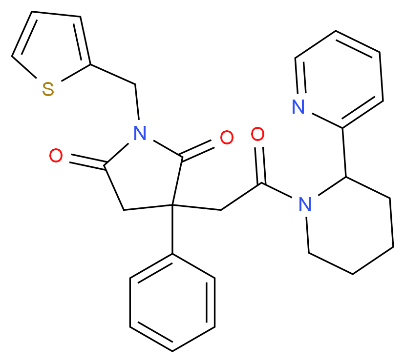 3-{2-oxo-2-[2-(2-pyridinyl)-1-piperidinyl]ethyl}-3-phenyl-1-(2-thienylmethyl)-2,5-pyrrolidinedione_分子结构_CAS_)