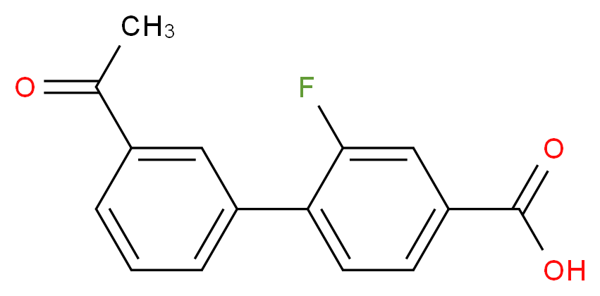 3'-Acetyl-2-fluoro-[1,1'-biphenyl]-4-carboxylic acid_分子结构_CAS_1262005-81-1)