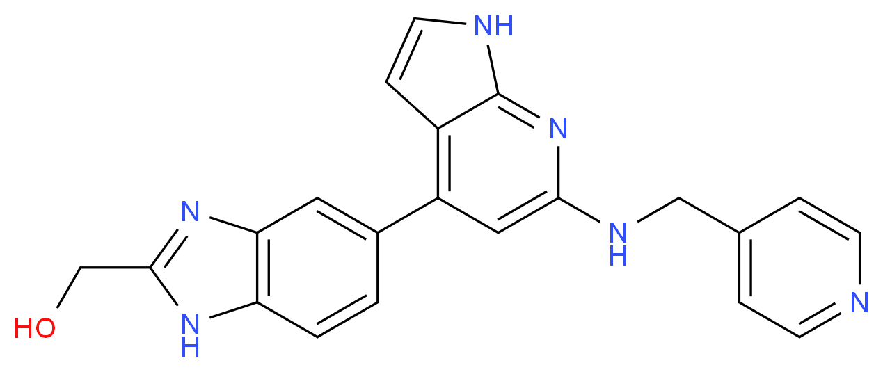 (5-{6-[(pyridin-4-ylmethyl)amino]-1H-pyrrolo[2,3-b]pyridin-4-yl}-1H-benzimidazol-2-yl)methanol_分子结构_CAS_)