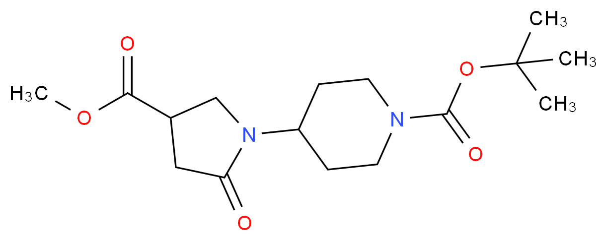 4-[4-(Methoxycarbonyl)-2-oxopyrrolidin-1-yl]piperidine, N-BOC protected_分子结构_CAS_937601-48-4)