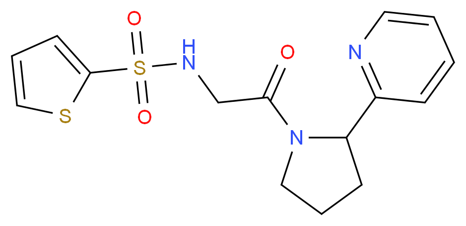 N-{2-oxo-2-[2-(2-pyridinyl)-1-pyrrolidinyl]ethyl}-2-thiophenesulfonamide (non-preferred name)_分子结构_CAS_)