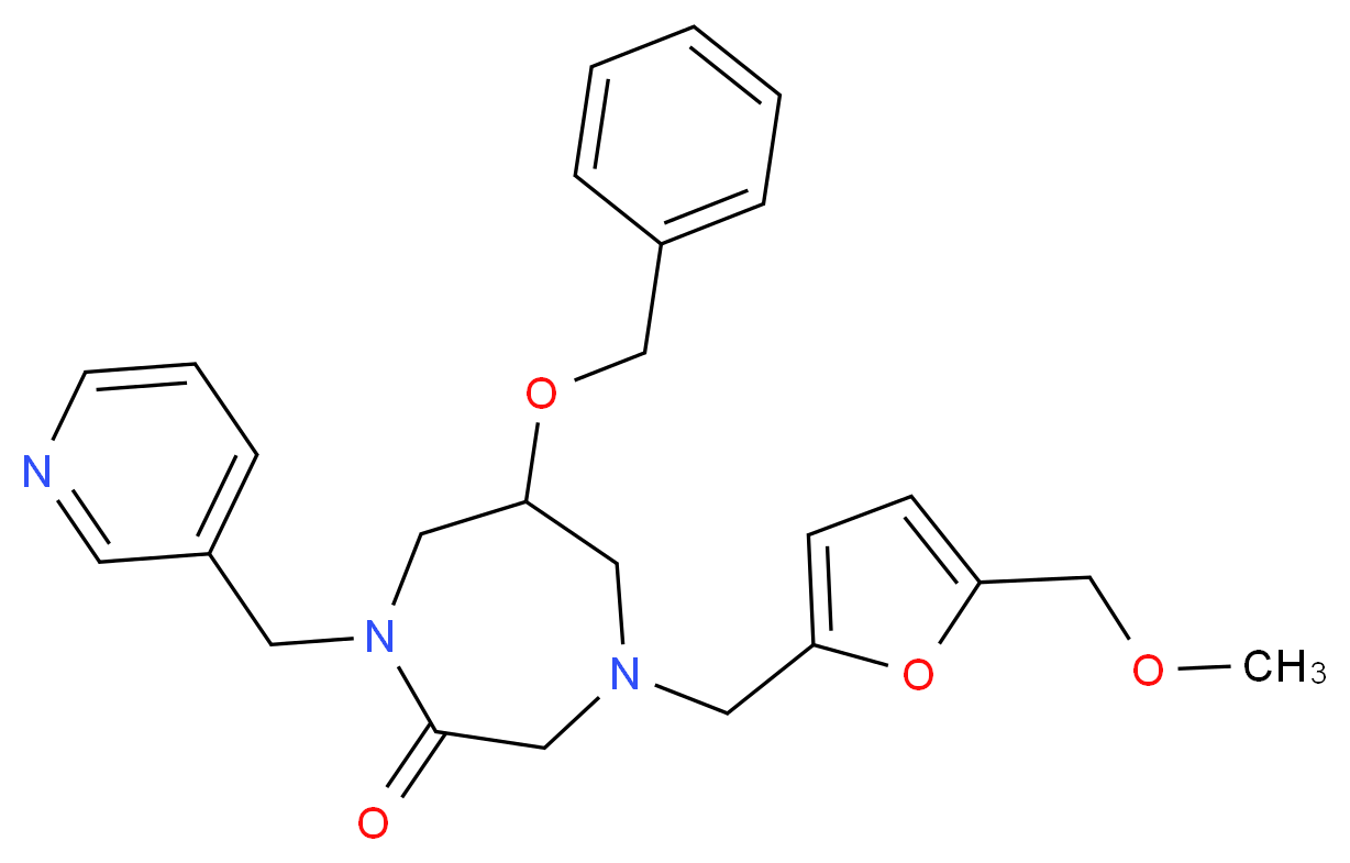 6-(benzyloxy)-4-{[5-(methoxymethyl)-2-furyl]methyl}-1-(3-pyridinylmethyl)-1,4-diazepan-2-one_分子结构_CAS_)