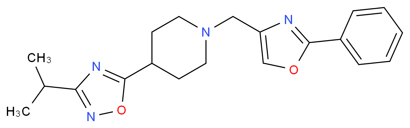 4-(3-isopropyl-1,2,4-oxadiazol-5-yl)-1-[(2-phenyl-1,3-oxazol-4-yl)methyl]piperidine_分子结构_CAS_)