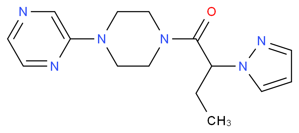 2-{4-[2-(1H-pyrazol-1-yl)butanoyl]-1-piperazinyl}pyrazine_分子结构_CAS_)