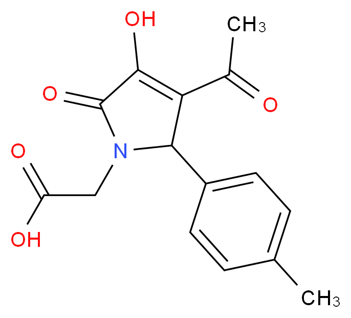 2-[3-acetyl-4-hydroxy-2-(4-methylphenyl)-5-oxo-2,5-dihydro-1H-pyrrol-1-yl]acetic acid_分子结构_CAS_332022-22-7