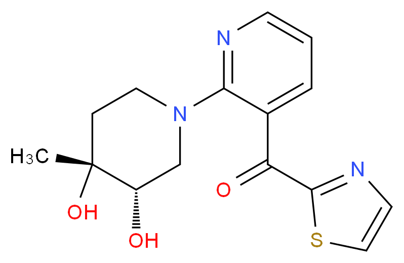 {2-[(3S*,4R*)-3,4-dihydroxy-4-methylpiperidin-1-yl]pyridin-3-yl}(1,3-thiazol-2-yl)methanone_分子结构_CAS_)