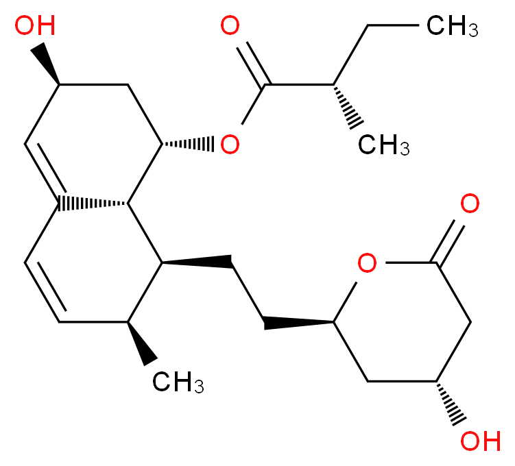 (1S,3S,7S,8S,8aR)-3-hydroxy-8-{2-[(2R,4R)-4-hydroxy-6-oxooxan-2-yl]ethyl}-7-methyl-1,2,3,7,8,8a-hexahydronaphthalen-1-yl (2S)-2-methylbutanoate_分子结构_CAS_85956-22-5