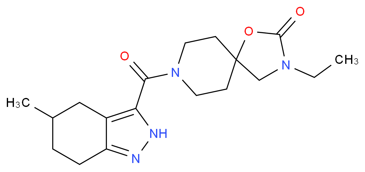 3-ethyl-8-[(5-methyl-4,5,6,7-tetrahydro-2H-indazol-3-yl)carbonyl]-1-oxa-3,8-diazaspiro[4.5]decan-2-one_分子结构_CAS_)