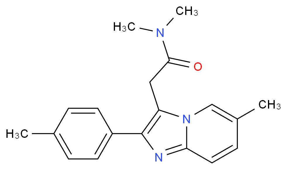 N,N-dimethyl-2-[6-methyl-2-(4-methylphenyl)imidazo[1,2-a]pyridin-3-yl]acetamide_分子结构_CAS_99294-93-6