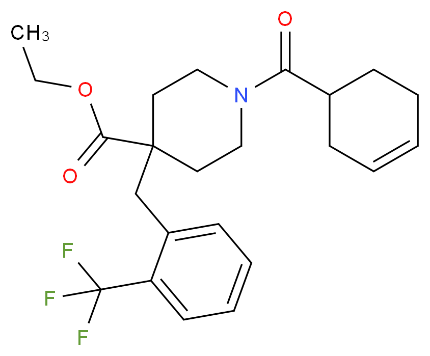 ethyl 1-(3-cyclohexen-1-ylcarbonyl)-4-[2-(trifluoromethyl)benzyl]-4-piperidinecarboxylate_分子结构_CAS_)
