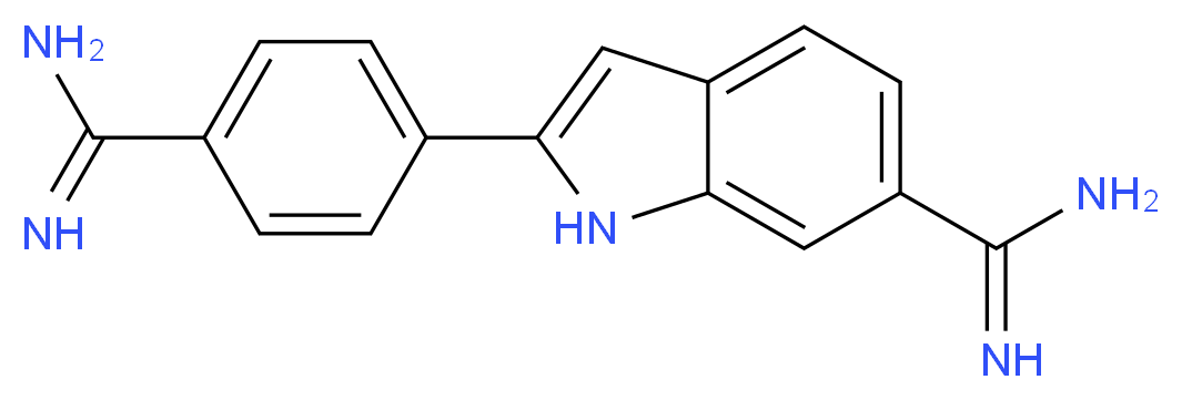 2-(4-carbamimidoylphenyl)-1H-indole-6-carboximidamide_分子结构_CAS_28718-90-3
