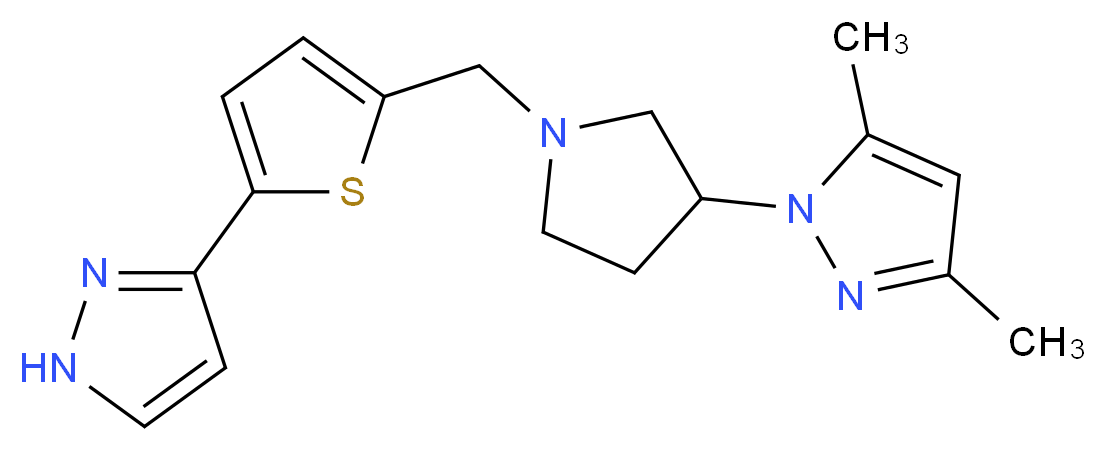 3,5-dimethyl-1-(1-{[5-(1H-pyrazol-3-yl)-2-thienyl]methyl}pyrrolidin-3-yl)-1H-pyrazole_分子结构_CAS_)