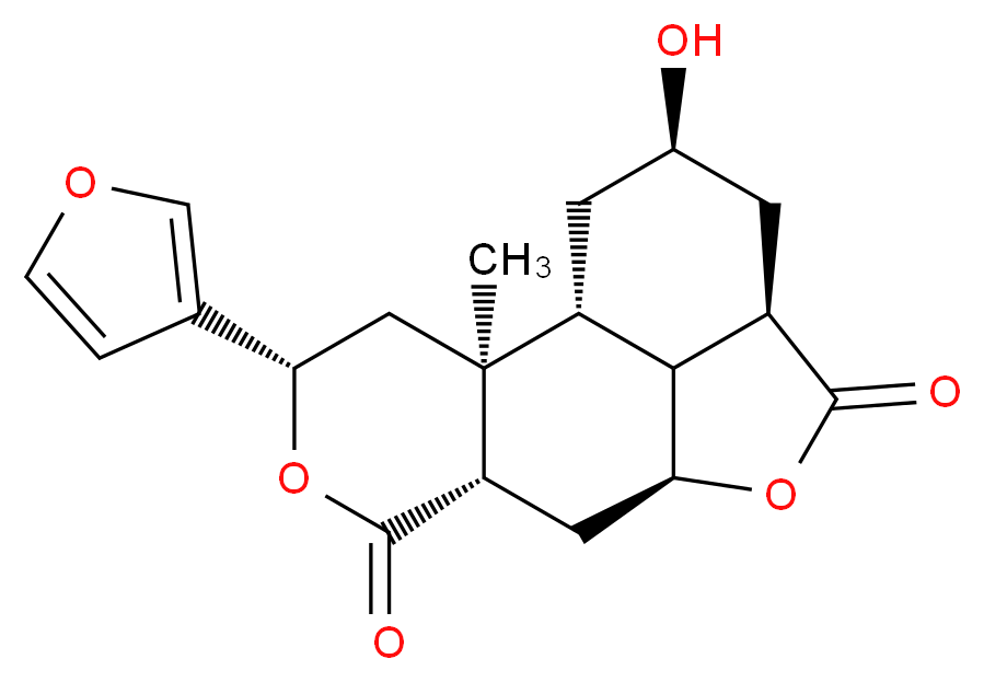 (1R,2S,4S,7S,9S,12R,14R,16S)-4-(furan-3-yl)-14-hydroxy-2-methyl-5,10-dioxatetracyclo[7.6.1.0<sup>2</sup>,<sup>7</sup>.0<sup>1</sup><sup>2</sup>,<sup>1</sup><sup>6</sup>]hexadecane-6,11-dione_分子结构_CAS_67567-15-1