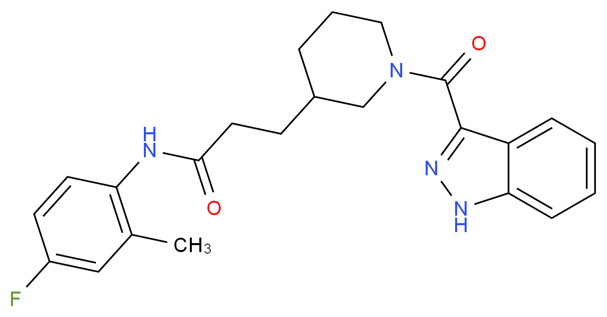 N-(4-fluoro-2-methylphenyl)-3-[1-(1H-indazol-3-ylcarbonyl)-3-piperidinyl]propanamide_分子结构_CAS_)